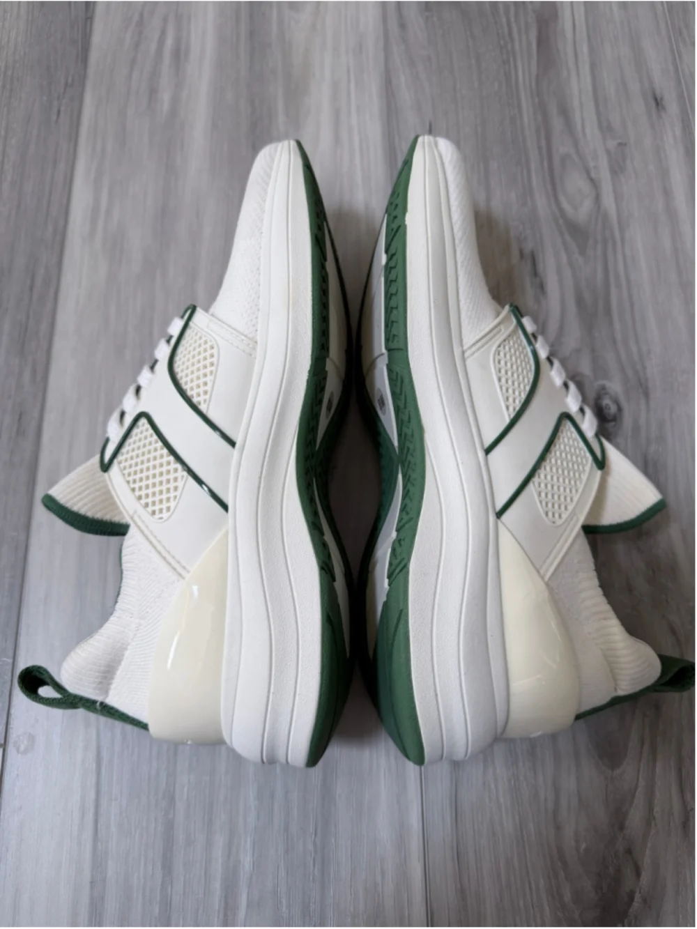 Tory Burch Good Luck Trainer Sneakers Womens 8.5 White Green Knit Athletic Shoes